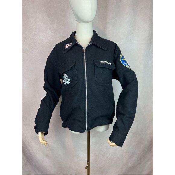 Vintage US Navy Tour Wool Jacket USS. Trippe 82 World Military NC Cyper Punk Alt - Picture 1 of 8